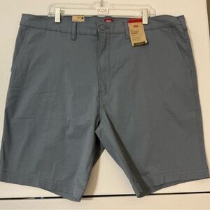 NWT 42 Levi's XX Chino Relaxed Stretch 8" Shorts Chambray Light Blue Flat Front